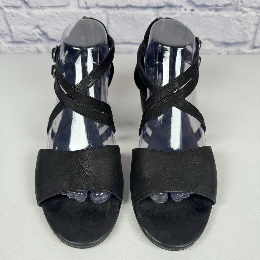 Eileen Fisher Womens Black Kyra Nubuck Block Heel Strappy Sandals Size 9 - Picture 3 of 11